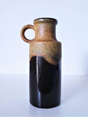Scheurich Keramik Ceramic 1970s W German Scheurich Espresso Brown Gloss and Mustard Lava Glaze Ceramic Pitcher Vase