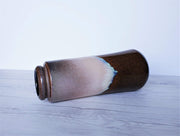 AnyesAttic Ceramic Scheurich Keramik, Chestnut Marble, Pale Blue, Foam Drip Glaze Ceramic Column Vase, W. German, 1970s