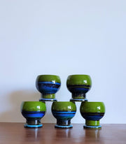 AnyesAttic Ceramic Set of 5 Hutschenreuther by Renee Neue, Green, Blue and Black Ceramic Dishes, 1970s, West German