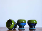 AnyesAttic Ceramic Set of 5 Hutschenreuther by Renee Neue, Green, Blue and Black Ceramic Dishes, 1970s, West German