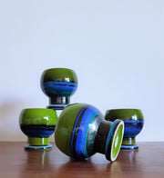 AnyesAttic Ceramic Set of 5 Hutschenreuther by Renee Neue, Green, Blue and Black Ceramic Dishes, 1970s, West German