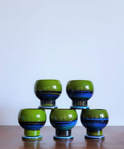 AnyesAttic Ceramic Set of 5 Hutschenreuther by Renee Neue, Green, Blue and Black Ceramic Dishes, 1970s, West German