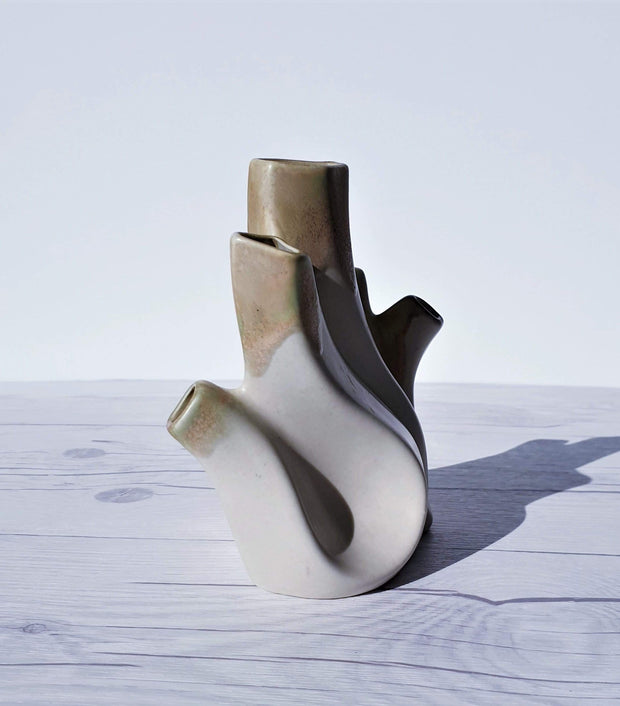 AnyesAttic Ceramic Sgrafo Modern 'Korallen' Series by Peter Müller Sculptural Op Art Ceramic Vase | 1960s - 70s