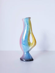 AnyesAttic Ceramic Sicas Sesto Fiorentino Mid Cen. Deco Rainbow Lustre Glaze Whorl Form Pitcher Jug Vase | 1950s, Rare