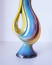 AnyesAttic Ceramic Sicas Sesto Fiorentino Mid Cen. Deco Rainbow Lustre Glaze Whorl Form Pitcher Jug Vase | 1950s, Rare