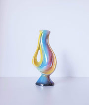 AnyesAttic Ceramic Sicas Sesto Fiorentino Mid Cen. Deco Rainbow Lustre Glaze Whorl Form Pitcher Jug Vase | 1950s, Rare