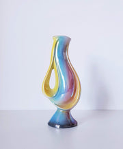 AnyesAttic Ceramic Sicas Sesto Fiorentino Mid Cen. Deco Rainbow Lustre Glaze Whorl Form Pitcher Jug Vase | 1950s, Rare