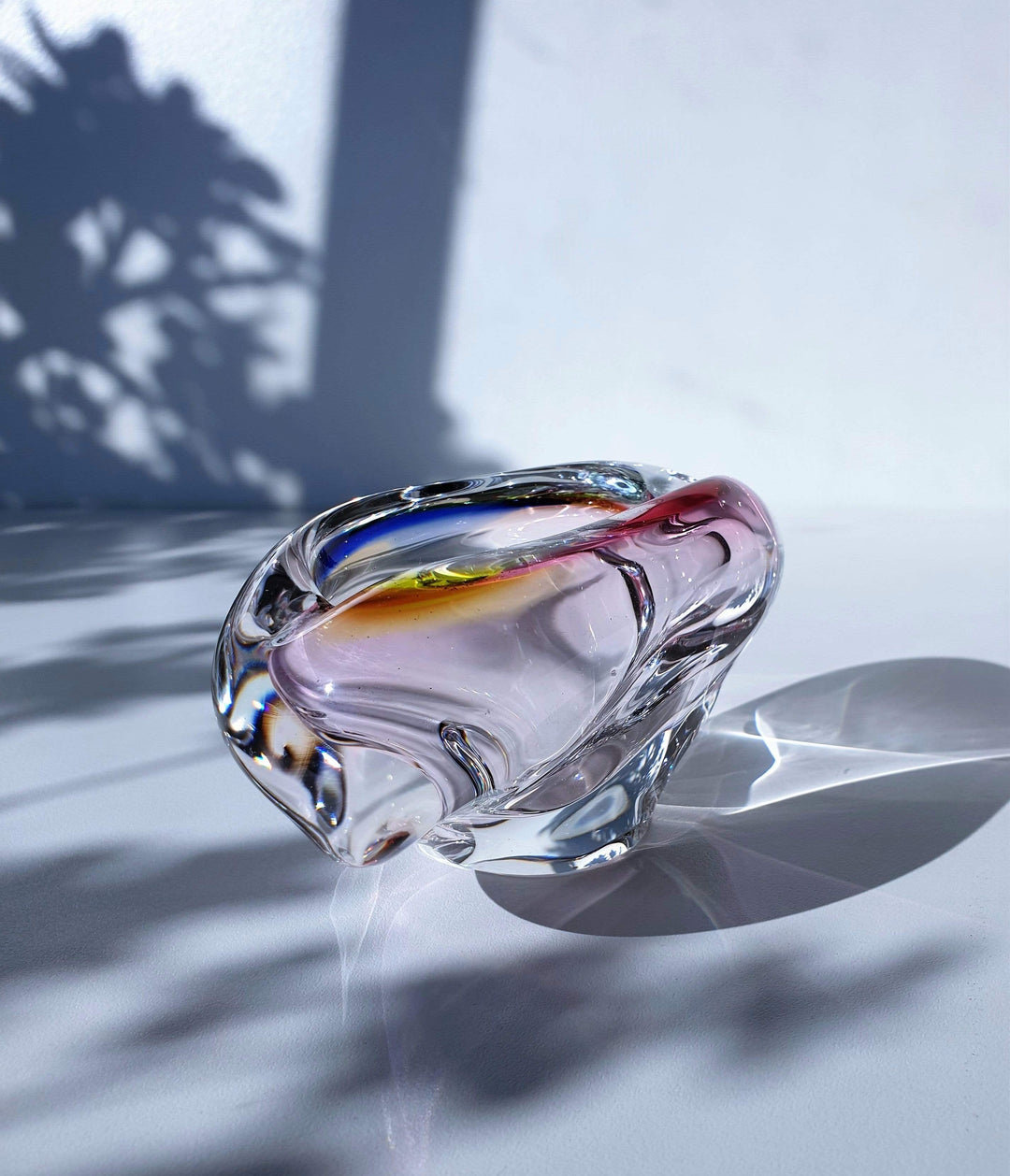 Skrdlovice Czech Sculpted Art Glass Dish, 1960s, Jan Beranek