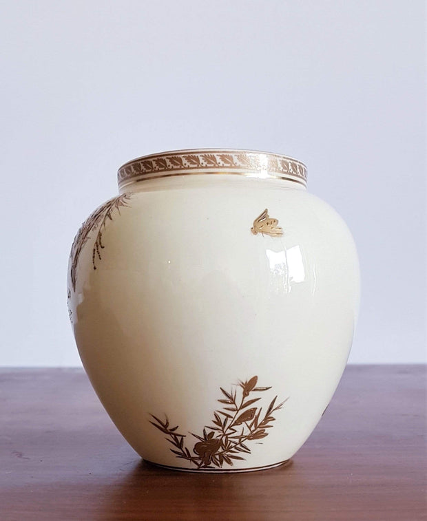 Spode Copeland Porcelain Collectors: Antique c.1875-90 British Spode Copeland Victorian Japonism Gold Relief and Cream Vase