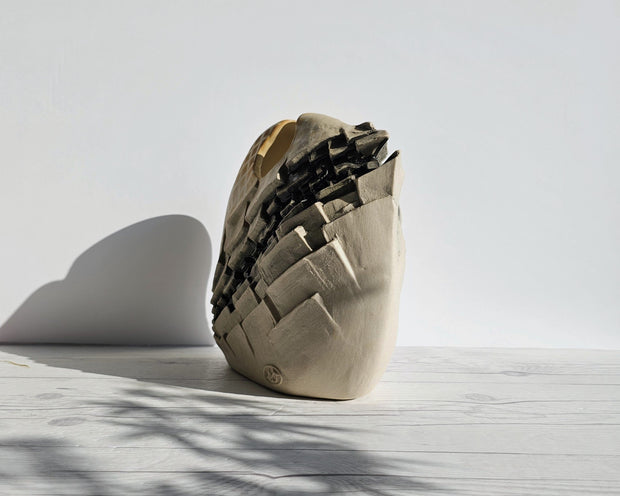 Steuler Keramik Ceramic Japanese Postmodern Brutalist Toyo Ito Style, Architectural Ceramic Studio Vase, 1980s