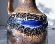 AnyesAttic Ceramic Steuler Keramik | Striking Mocha, Cinnamon and Fat Lava Sculptural Pitcher Jug Vase | 1960s-70s