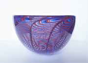 AnyesAttic Glass Studio Ahus Sweden by Hanne Dreutler Optical Art Sculpted Art Glass Bowl, Signed and Dated