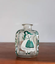 Studio Glass Glass Antique 1850s Central European Biedermeier Period Handpainted Decor and Glass Bottle / Decanter