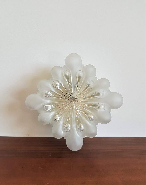 Studio Glass Lighting 1980s Eis / Ice Glas Art Deco Frosted Ice and Icicles Plafoniere Bubble Glass Wall / Ceiling Lamp