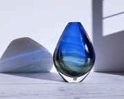 AnyesAttic Glass Sven Palmqvist for Orrefors, Kraka Series, Blue and Yellow Modernist Art Glass Vase, Collector’s Edn