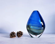 AnyesAttic Glass Sven Palmqvist for Orrefors, Kraka Series, Blue and Yellow Modernist Art Glass Vase, Collector’s Edn