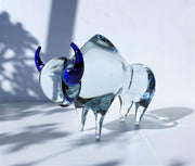 AnyesAttic Glass Svoboda Karlov by Jaroslav Svoboda Modernist Bull Art Glass Sculpture | 1990s, Czech, Labelled