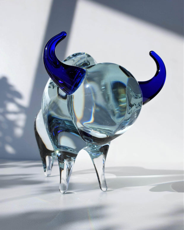 AnyesAttic Glass Svoboda Karlov by Jaroslav Svoboda Modernist Bull Art Glass Sculpture | 1990s, Czech, Labelled