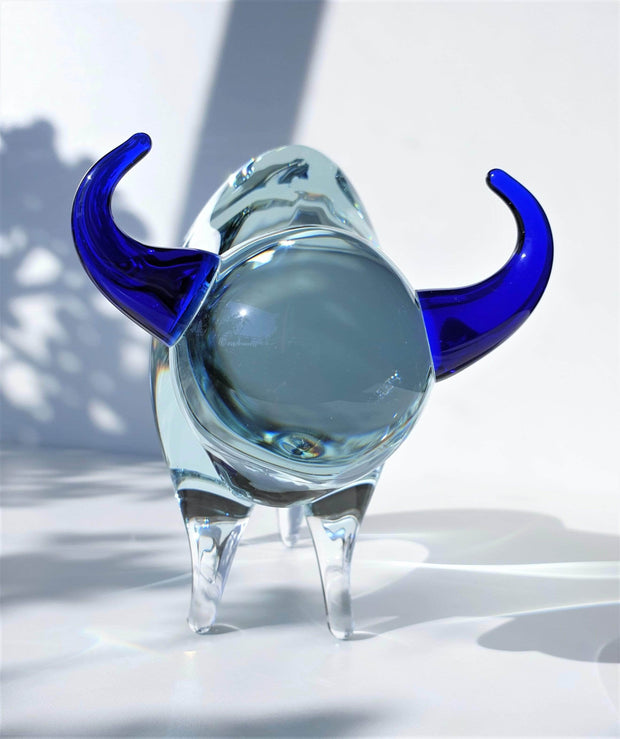 AnyesAttic Glass Svoboda Karlov by Jaroslav Svoboda Modernist Bull Art Glass Sculpture | 1990s, Czech, Labelled