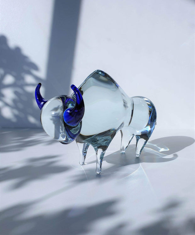 AnyesAttic Glass Svoboda Karlov by Jaroslav Svoboda Modernist Bull Art Glass Sculpture | 1990s, Czech, Labelled