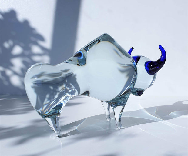 AnyesAttic Glass Svoboda Karlov by Jaroslav Svoboda Modernist Bull Art Glass Sculpture | 1990s, Czech, Labelled