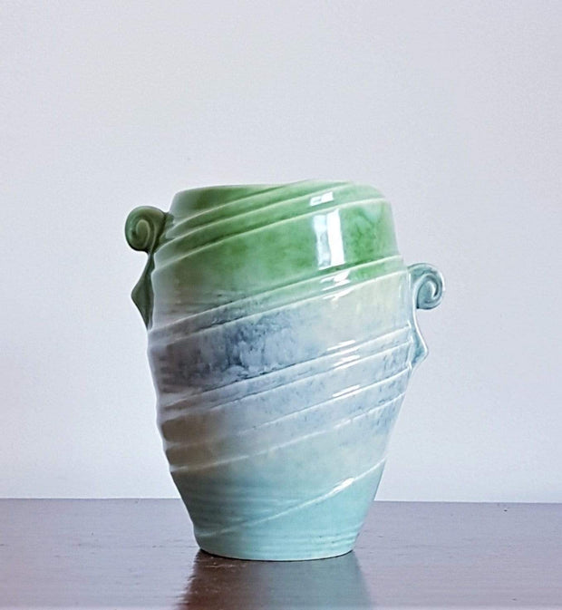Sylvac Pottery Ceramic 1960s British SylvaC (Sylvac) Art Deco Blues, Greens and Turquoise 'Seascapes' Ceramic Vase
