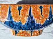 Sylvac Pottery Ceramic SylvaC Ware Mid Modernist Cobalt and Tangerine Running Lava Glaze Planter Vase, British, 1960s-70s