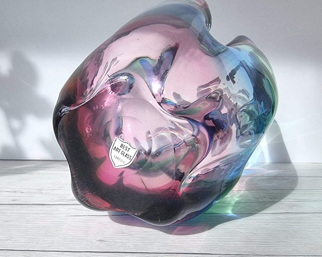 Tajima Glass, Watermelon Tourmaline Palette, Sculpted Handkerchief