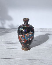 Asian Art Metals Takahara Komajiro Cloisonne 6 Lobed Vase, Kyoto-Jippo ware, Late Meiji Era, Japanese, Antique