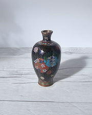 Asian Art Metals Takahara Komajiro Cloisonne 6 Lobed Vase, Kyoto-Jippo ware, Late Meiji Era, Japanese, Antique