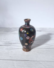 Asian Art Metals Takahara Komajiro Cloisonne 6 Lobed Vase, Kyoto-Jippo ware, Late Meiji Era, Japanese, Antique