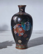 Asian Art Metals Takahara Komajiro Cloisonne 6 Lobed Vase, Kyoto-Jippo ware, Late Meiji Era, Japanese, Antique