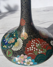 Asian Art Metals Takahara Komajiro Cloisonne Bud Vase, Kyoto-Jippo ware, Late Meiji Era, Japanese, Antique