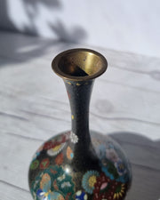 Asian Art Metals Takahara Komajiro Cloisonne Bud Vase, Kyoto-Jippo ware, Late Meiji Era, Japanese, Antique