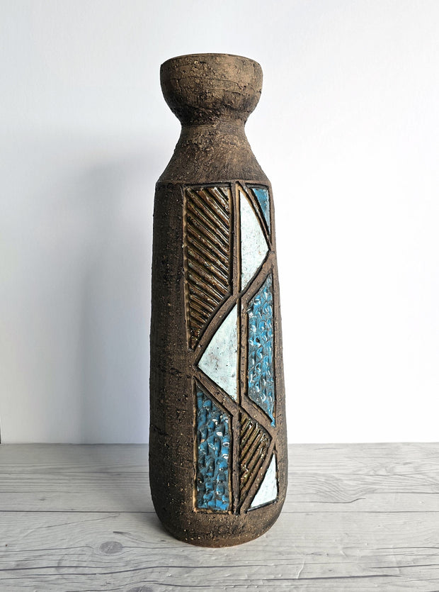 Tilgmans Keramik Ceramic Tilgmans Keramik, Swedish Mid Century Modernist Sgraffito Sculptural Bottle Vase, 1960s-70s
