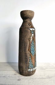 Tilgmans Keramik Ceramic Tilgmans Keramik, Swedish Mid Century Modernist Sgraffito Sculptural Bottle Vase, 1960s-70s