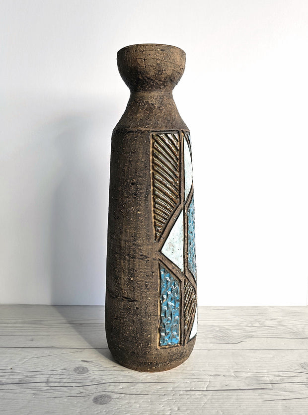 Tilgmans Keramik Ceramic Tilgmans Keramik, Swedish Mid Century Modernist Sgraffito Sculptural Bottle Vase, 1960s-70s