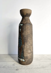 Tilgmans Keramik Ceramic Tilgmans Keramik, Swedish Mid Century Modernist Sgraffito Sculptural Bottle Vase, 1960s-70s