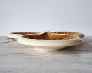 Verceram Ceramic DRAFT 1950s Verceram Modernist Triparte Textured Clam Shell Dish