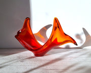 Murano Glass Murano Crimson Red and Fire Amber, Sculptural Twist Flame Unfurling Centrepiece Dish, 1960s-70s