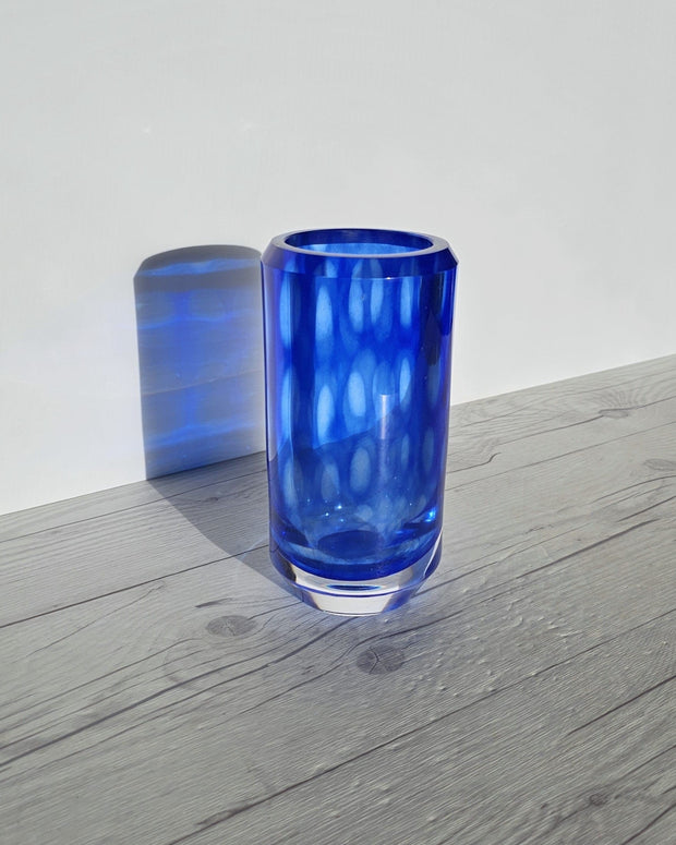 Kosta Boda Glass Glass Vicke Lindstrand 'Colora' series for Kosta, Modernist Lapis and Cobalt Blue Vase, 1950s