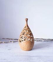 AnyesAttic Ceramic Vintage Henrik Knudsen, Bornholm Studio Pottery Hare's Fur Glaze Teardop Candleholder | Danish
