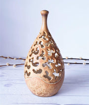 AnyesAttic Ceramic Vintage Henrik Knudsen, Bornholm Studio Pottery Hare's Fur Glaze Teardop Candleholder | Danish