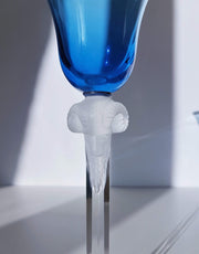 AnyesAttic Glass Vintage Pair of Crystal 'Vega Martini' Style Glasses with Satined Lion and Rams Head Decor Art Glass
