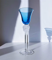 AnyesAttic Glass Vintage Pair of Crystal 'Vega Martini' Style Glasses with Satined Lion and Rams Head Decor Art Glass