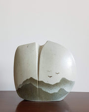 Virebent Stoneware Ceramic 1970s French Yves Mohy for Virebent Stoneware Landscapes Lens Vase