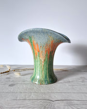 Flaxman Wade Heath Ceramic Wade (Heath) Art Deco Calla Lily Vase in Tangerine, Mint and Cerulean Palette Lava Glaze, 1920s-30s