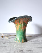 Flaxman Wade Heath Ceramic Wade (Heath) Art Deco Calla Lily Vase in Tangerine, Mint and Cerulean Palette Lava Glaze, 1920s-30s