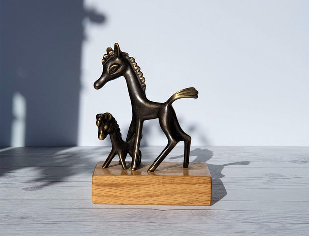 AnyesAttic Metals Walter Bosse for Hertha Baller Mid Century Modern Brass Horse Figurines, 1950s - 60s, Austrian