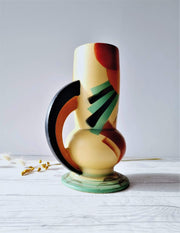 Wardwick Ceramic Wardwick Art Deco Abstract Pitcher Form Vase, Geometric Spritz Glaze Décor, English, 1920s - 30s